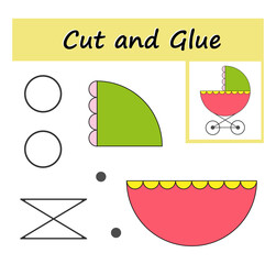 Wall Mural - Educational paper game for children. Cut parts of the image and glue on the paper. DIY worksheet.