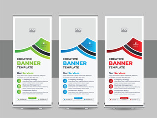 Wall Mural - modern roll up banner template for exhibition or business rollup banner template, advertisement, pul