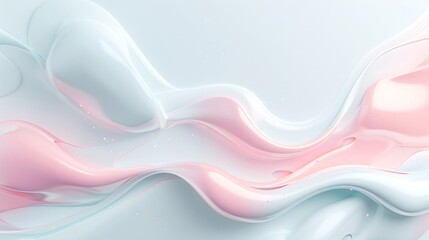 Poster - a 3d abstract background featuring fluid, organic shapes in soft pastel colors, with ample copy spac