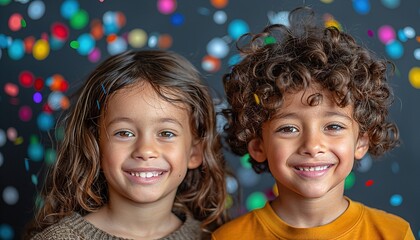 Sticker - Two mixed race kids happy