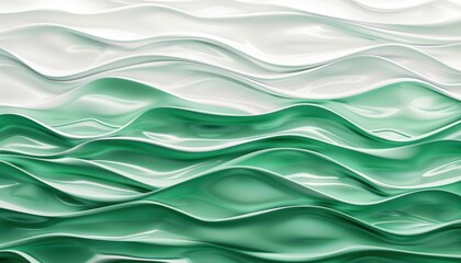 Wall Mural - Glistening green waves creating fluid patterns in translucent material