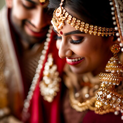 Poster - Indian wedding couple in an intimate pose