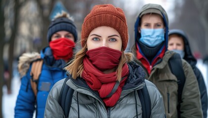 Sticker - couple in winter