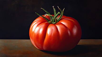 Canvas Print - Red Tomato Ripe Juicy Flavor. Generative AI