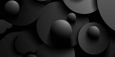 abstract background featuring dark 3d spheres and circles creating a sense of depth and intrigue