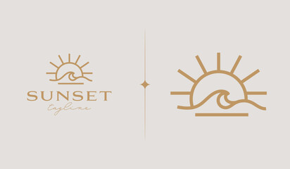 Wall Mural - Sunset Wave Logo Template. Universal creative premium symbol. Vector illustration. Creative Minimal design template. Symbol for Corporate Business Identity