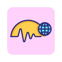 Poster - Worldwide trends line icon. Diagram, world, globe. Business analytics concept. Can be used for topics like marketing, research, forecast, weather, planet