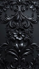 Wall Mural - Black and White Ornate Floral Design