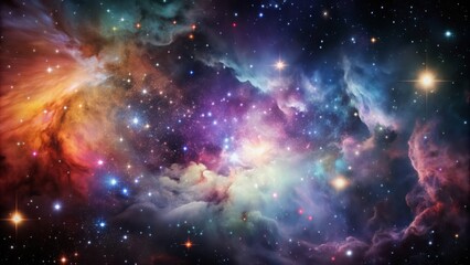 space nebula background with stars and colorful clouds