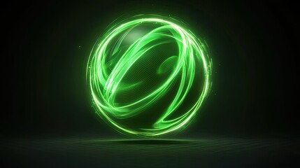 Sticker - Abstract Green Light Orb with Swirling Lines