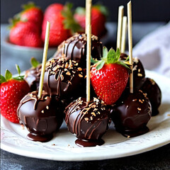 Wall Mural - chocolate cake with strawberries