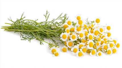 Sticker - bunch of chamomile flowers, isolated on white background