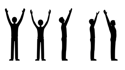 Poster - Silhouette figures with raised arms, expressing celebration or achievement.