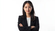 © supee - Asian business woman arms crossed standing in the white background