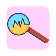 Poster - Analyzing line icon. View of graph through magnifier glass. Analysis concept. Can be used for topics like business, marketing, forecast, planning