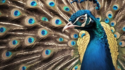 Peacock in close-up view 