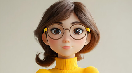 Canvas Print - A stylized character with glasses and a yellow turtleneck, showcasing a friendly expression.