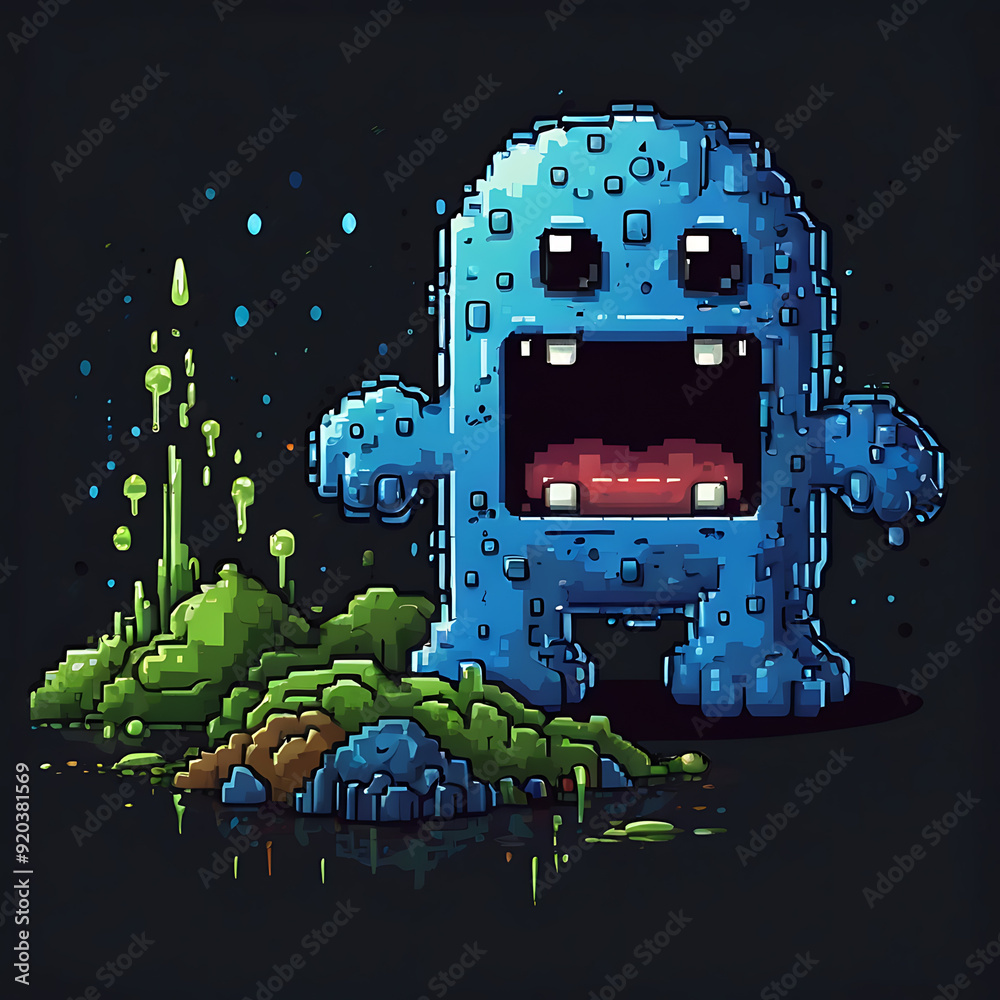 Green slime Pixel Art ,Slime Pixel Art ,Fantasy Slime Pixel Art,Slime ...