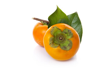 Wall Mural - fresh orange color persimmons isolated on a white background