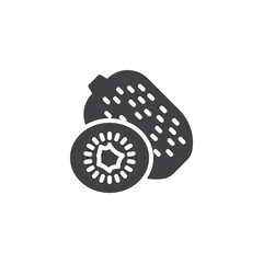 Poster - Whole kiwi fruit and a sliced half vector icon