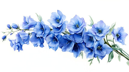 Wall Mural - A beautiful arrangement of blue flowers on a white background, showcasing nature's elegance.