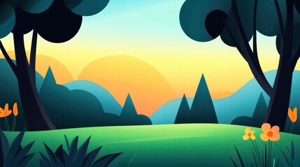 Poster - Embrace the essence of nature with this modern flat illustration showcasing vibrant colors and cartoon textures.