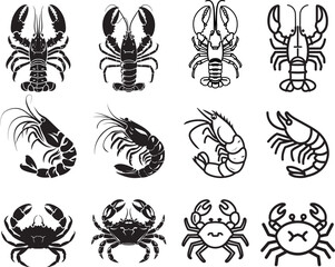 Lobster icon clean simple silhouette