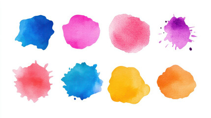 Poster - Vibrant watercolor textures add charm and creativity to modern flat illustrations, perfect for artistic designs.