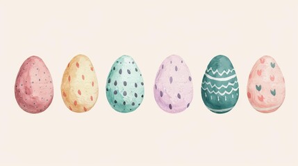 Sticker - Lovely handpainted pastel Easter eggs in a charming border, perfect for festive springtime art and decor.