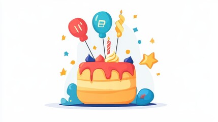 Poster - Celebrate your special day with a stylish, modern birthday cake icon, featuring playful textures and a fun cartoon design.