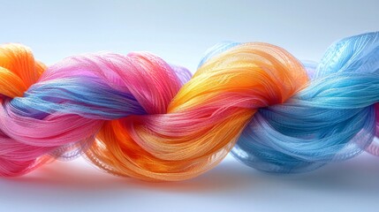 a harmonious twist of colored strands generates a vibrant and visually complex display of hues.