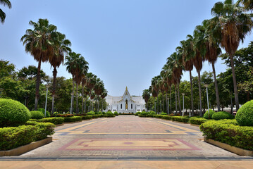 Wall Mural - Wat Chantaram or Wat Tha Sung is the most famous landmark in Uthai Thani, Thailand 