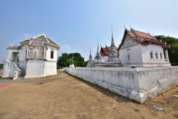 Wall Mural - Wat Uposatharam or Wat Bot is the most famous landmark in Uthai Thani, Thailand 
