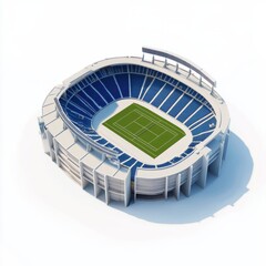 3D Render of a world-class sports arena with high seating capacity and impressive architectural elements