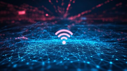 Aufkleber - Abstract Wireless Connectivity Data Streams and WiFi Symbol