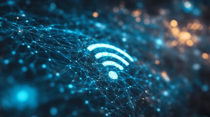 Aufkleber - Abstract Wireless Connectivity Data Streams and WiFi Symbol