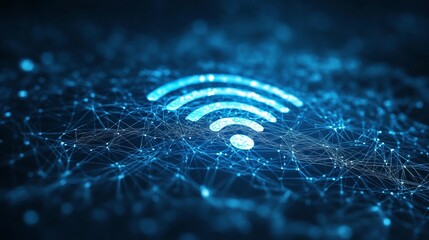 Aufkleber - Abstract Wireless Connectivity Data Streams and WiFi Symbol