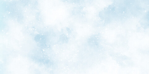Wall Mural - blue snow background with clouds, light blue bokeh background for design, beautiful blue watercolor 