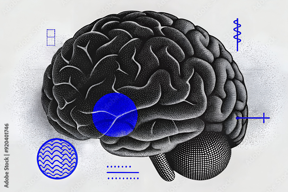 Human Bitmap Vintage Bitmap Black And White Brain Illustration Art. Human Brain ...