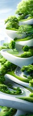 Wall Mural - Futuristic City Park with Green Trees.