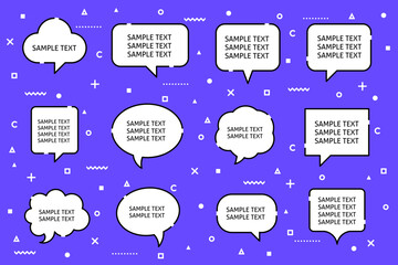 Poster - a set of speech bubbles with different shapes and text samples inside