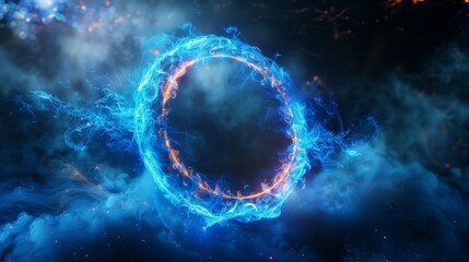 Poster - A mesmerizing cosmic portal immersed in vibrant energy, set against a captivating starry backdrop in space