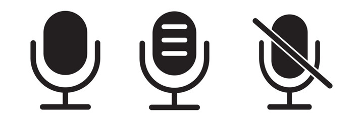 Wall Mural - audio microphone on and mute icon set. microphone symbol for your web site design, logo, app, ui. ve