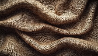 A Close-Up of Crumpled Brown Burlap Fabric