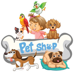 Poster - Pet Shop with Happy Animals