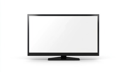 Black Flat Screen Television with Blank White Display