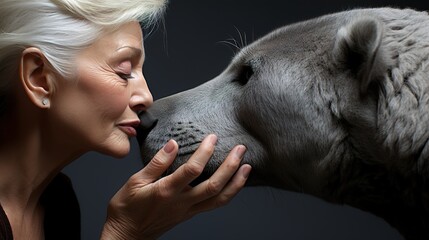 Wall Mural - woman and dog