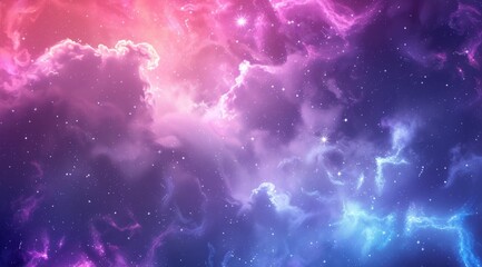 Wall Mural - A breathtaking cosmic cloudscape is presented, showcasing vibrant and mesmerizing colors of pink, purple, and blue