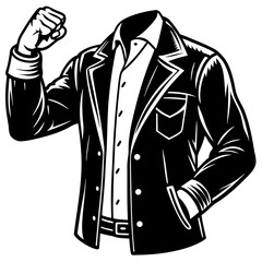 Wall Mural - hand in-a jacket and shirt shows biceps vector illustration 