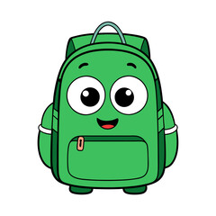 Sticker - green school backpack front view vector illustration